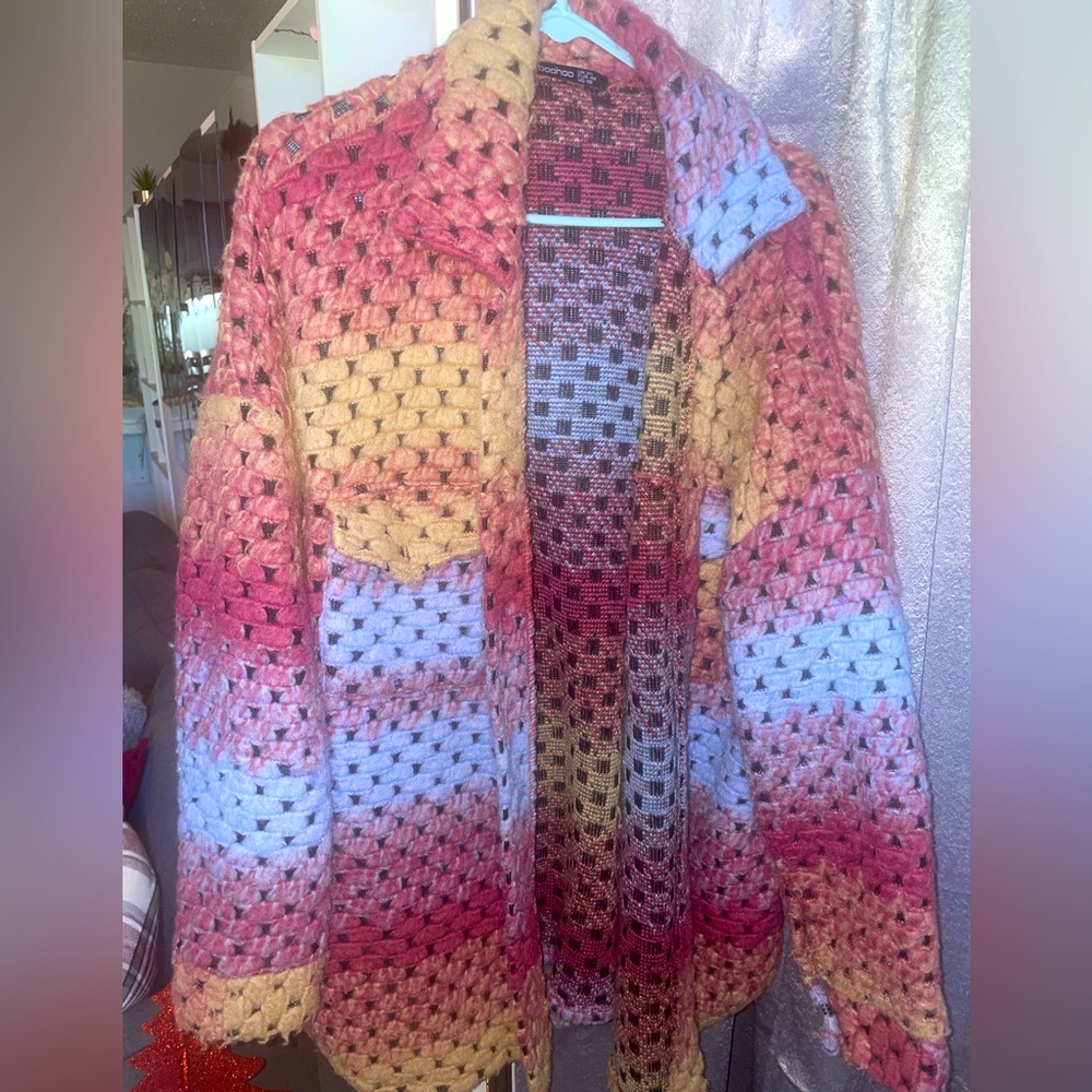 Boohoo ombre knit wool shacket